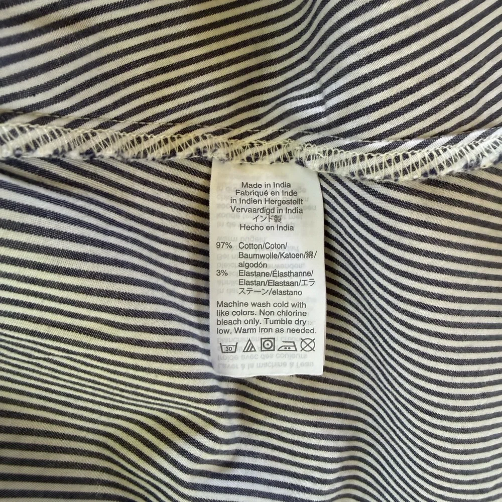Striped Button-Front Shirt Dress with Waist Tie - Blue/White